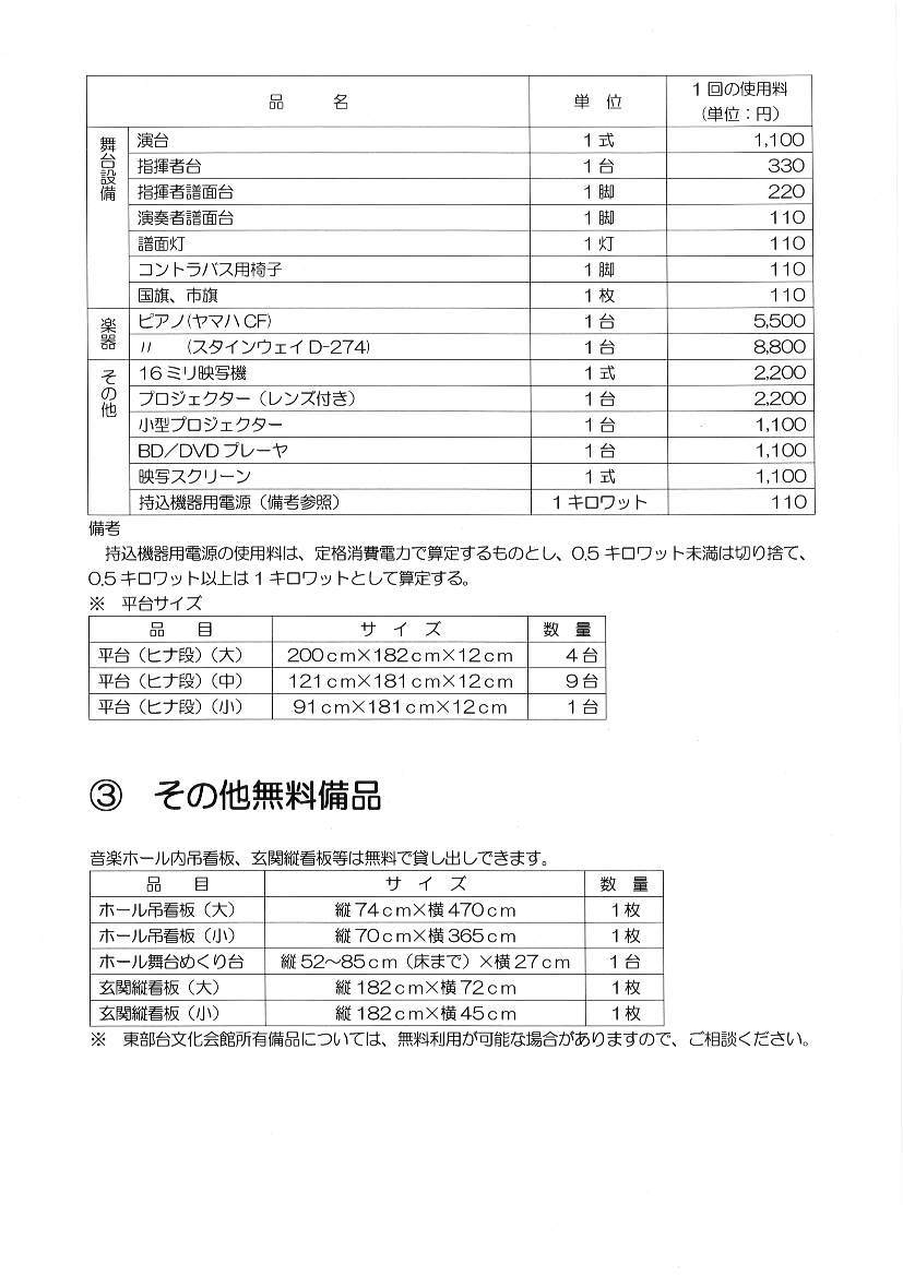ホール使用料