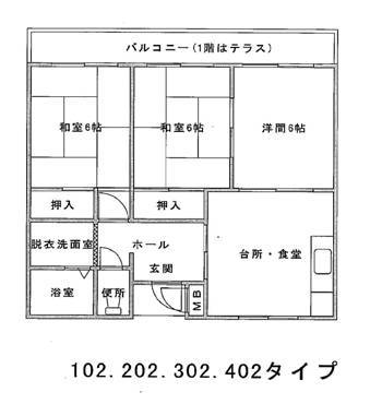 間取り図（102,202,302,402タイプ）