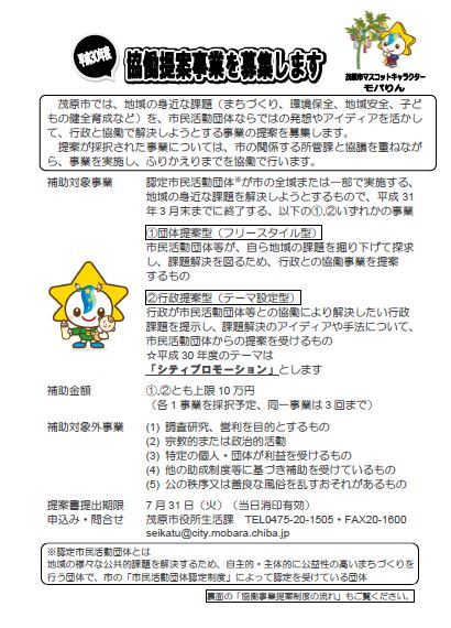 平成30年度協働提案事業を募集