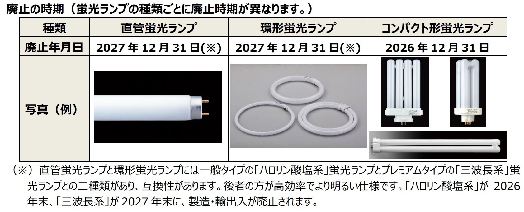 蛍光ランプ廃止時期