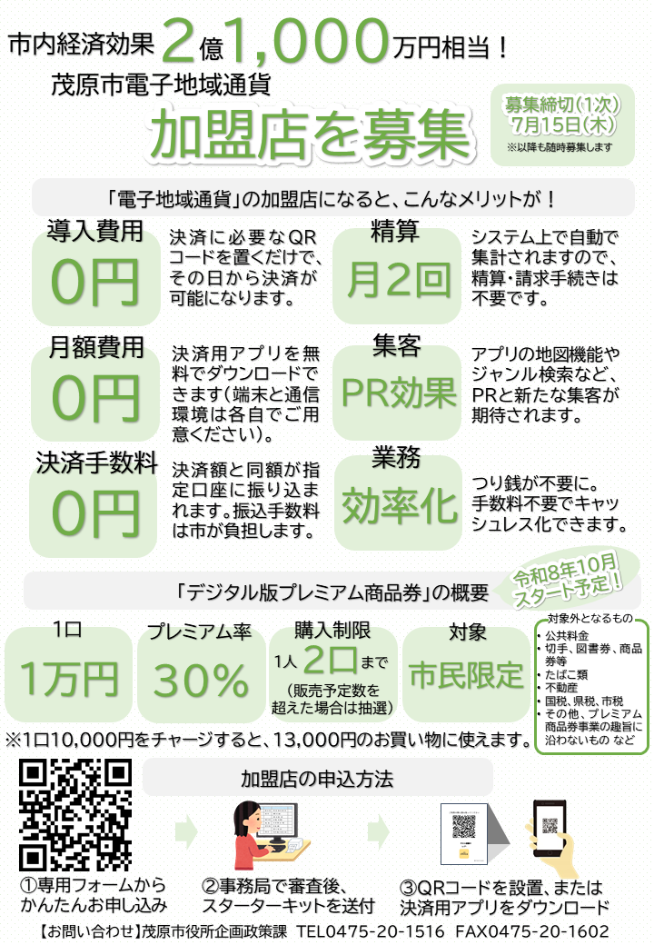 茂原市電子地域通貨加盟店を募集（1）