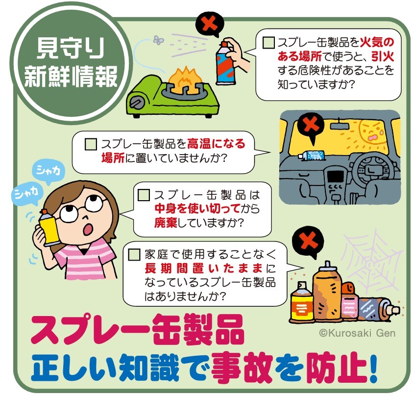 スプレー缶製品の使用方法を確認