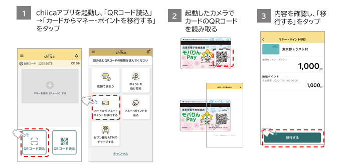 カードからアプリへポイントを移行する方法の解説画像です