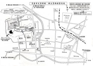 当館ご案内図　当館と茂原駅周辺の詳細な案内図です。茂原公園内に車両乗り入れができない為、うかいして住宅地を通って美術館の建物まで来られる際の道を記載しています。
